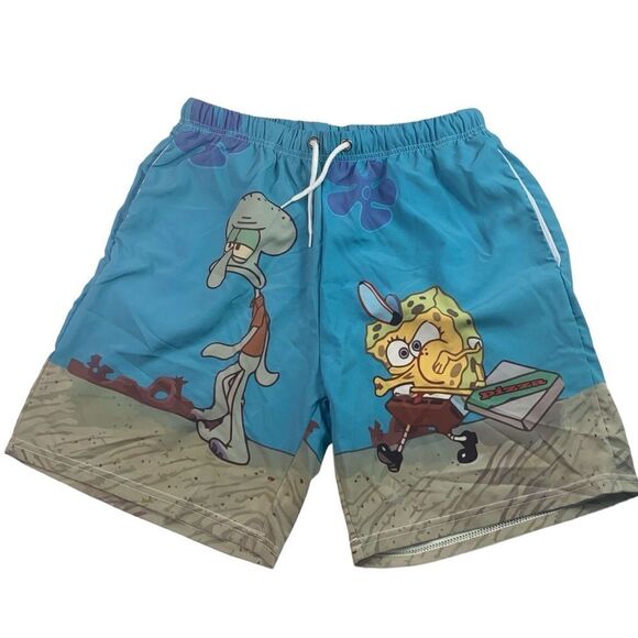So Scribbly Men’s Sz Lrg Full Pattern Sponge Bob Square Pants Squidward Shorts - Picture 1 of 5
